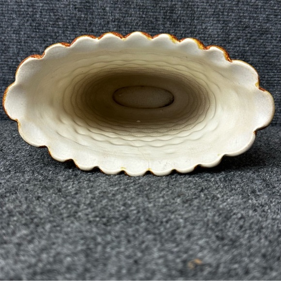 Vintage 1940s Red Wing Pottery footed vase 1157 textured scales brown gold boho - Picture 6 of 10